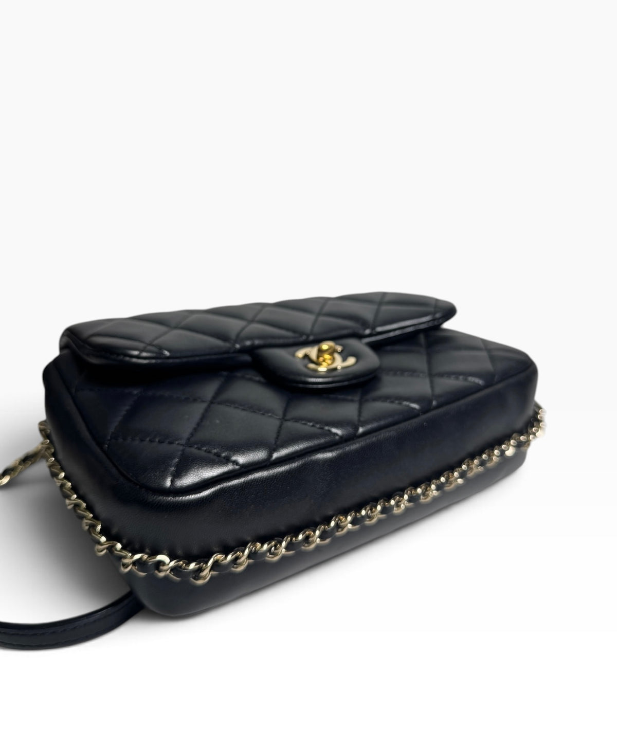 Chanel Black Quilted Leather My Precious Pearl Flap Bag T8890