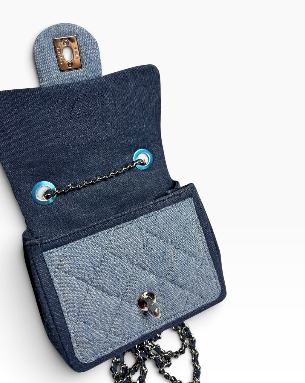 Chanel Denim Square Mini Flap SHW T8893