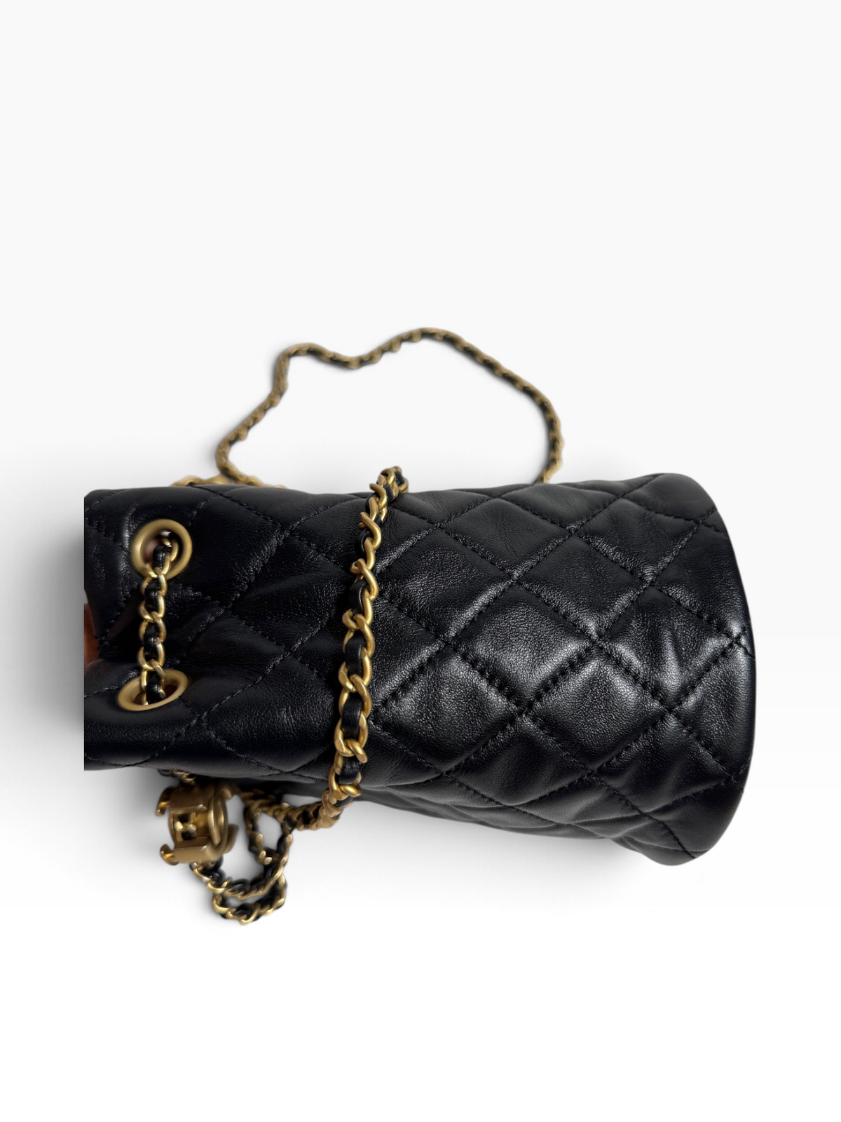 Chanel Black Lambskin Pearl Crush Bucket Crossbody T8894