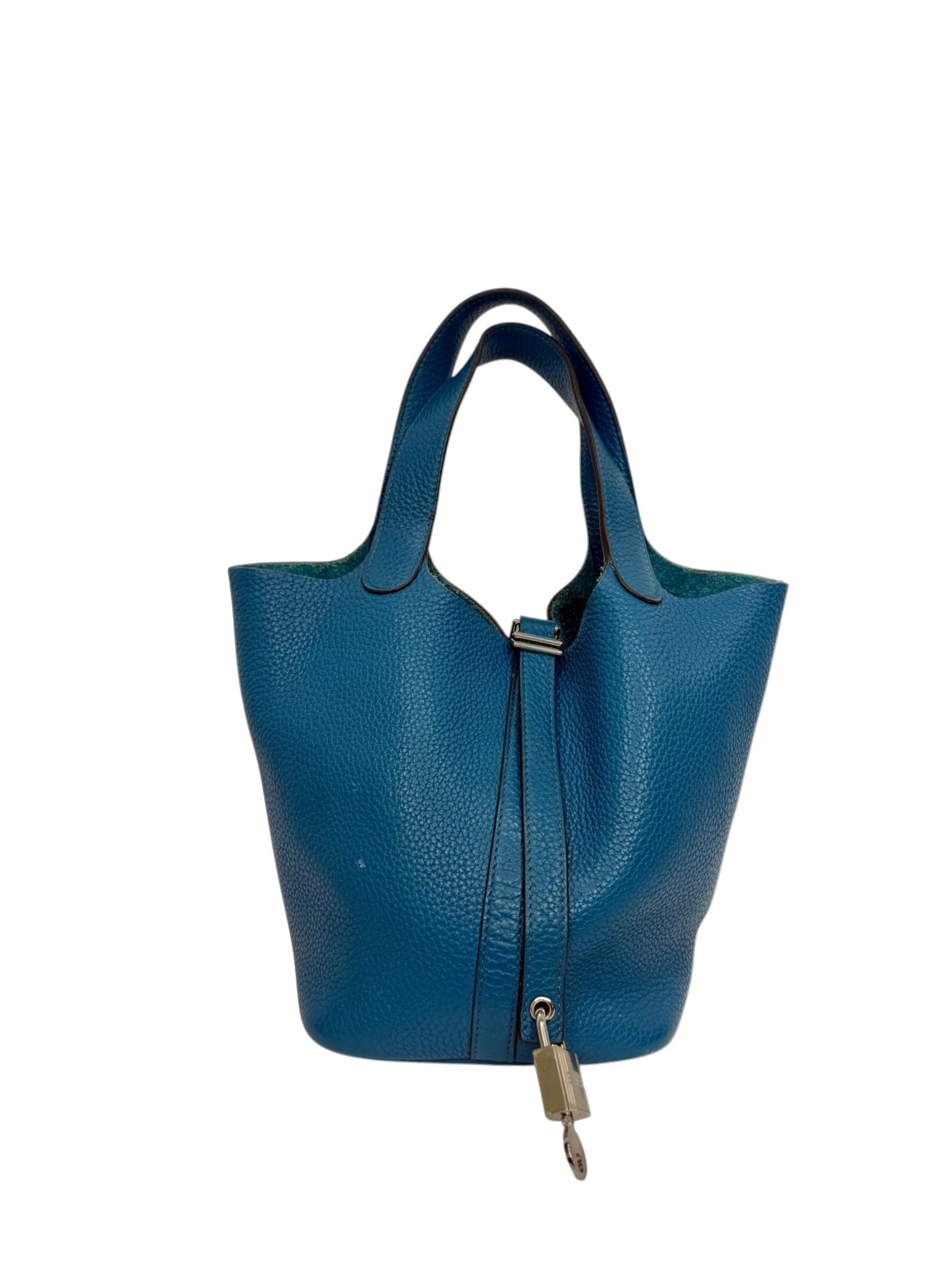 Hermes Clemence Picotin 18 Blue T8363
