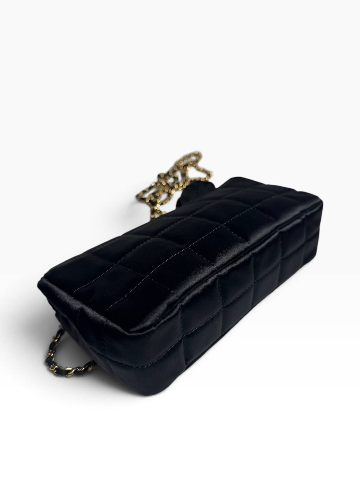 Chanel Black Satin Mini Camellia Flap T8896