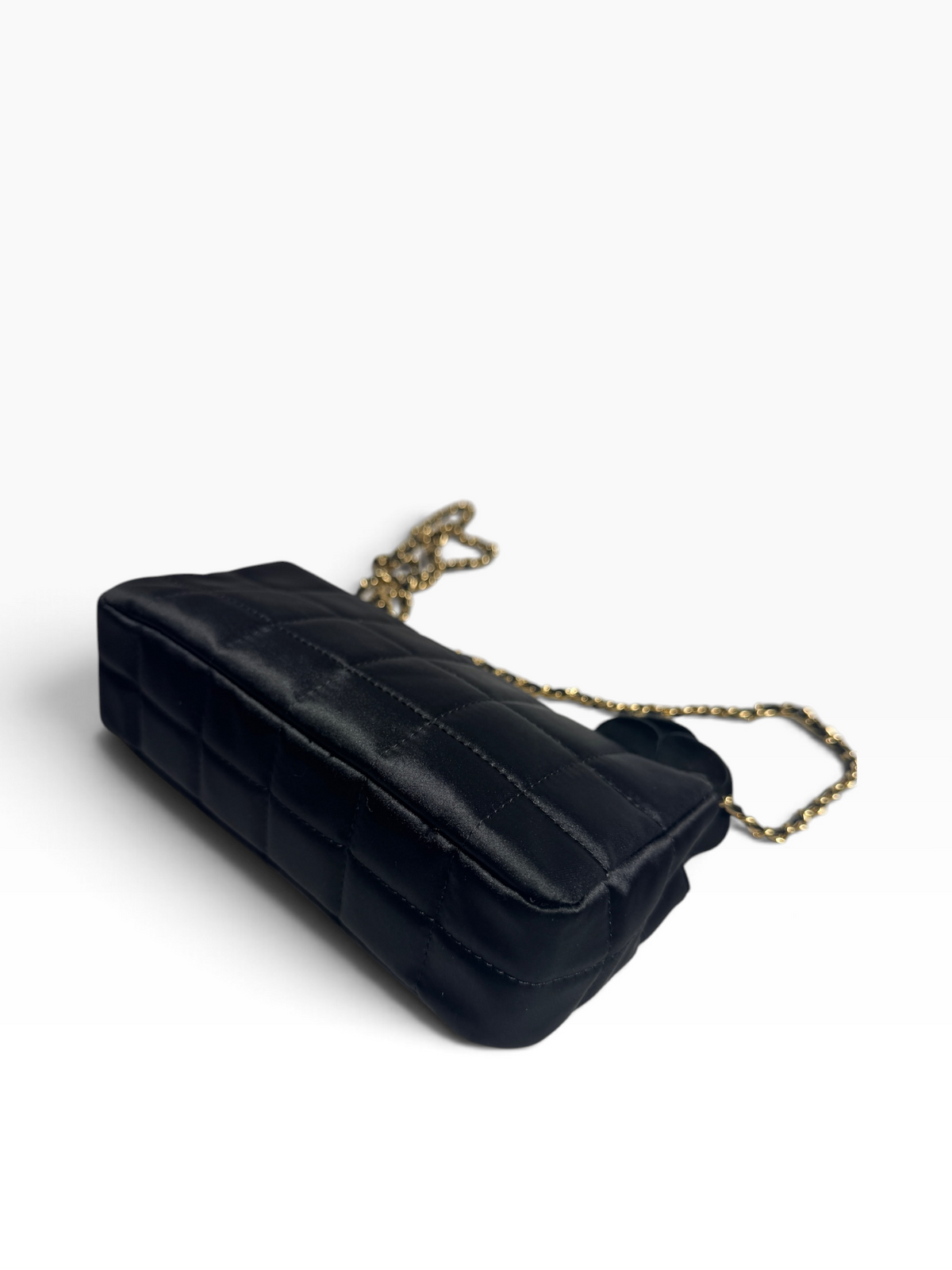 Chanel Black Satin Mini Camellia Flap T8896