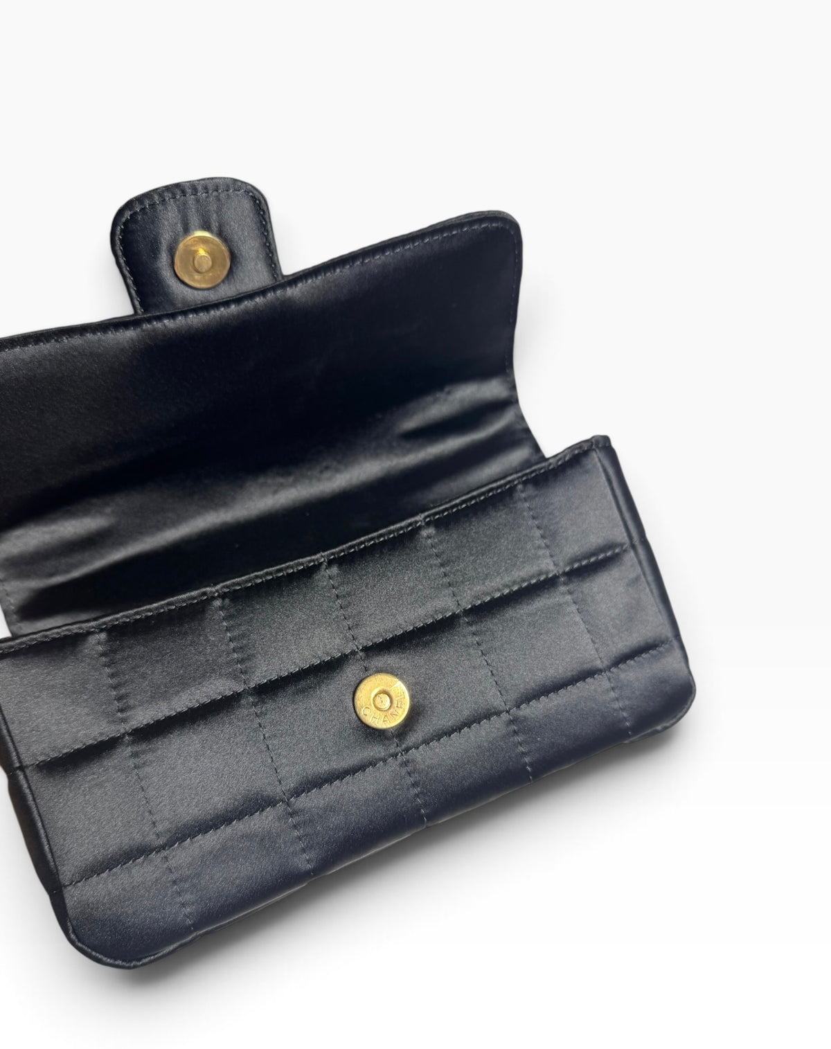 Chanel Black Satin Mini Camellia Flap T8896