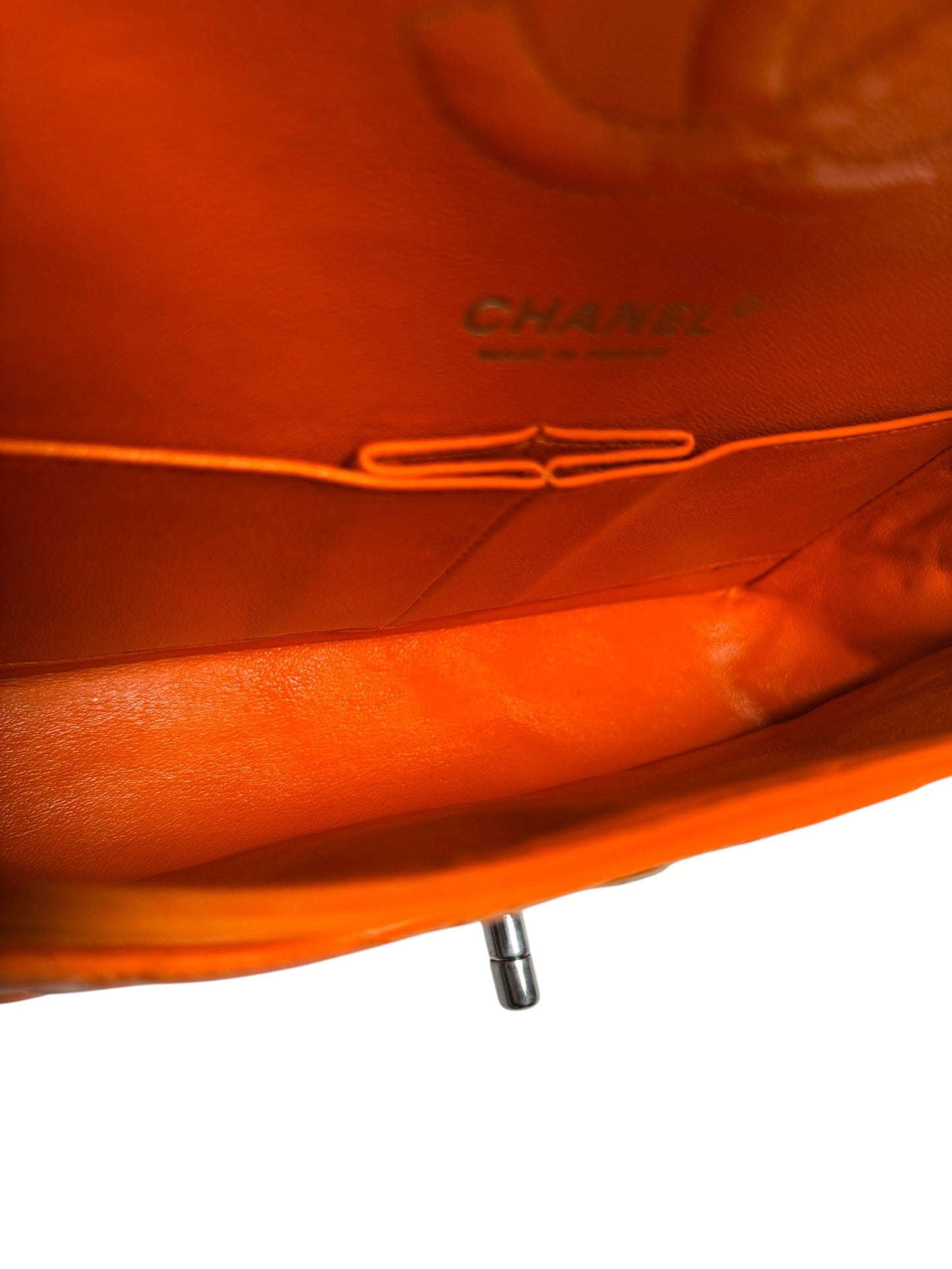 Chanel Patent Orange Medium Classic Double Flap