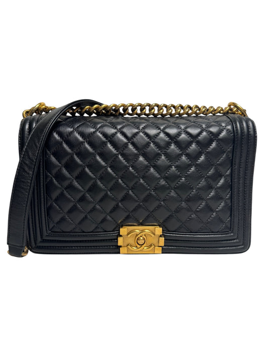 chanel boy medium black ghw