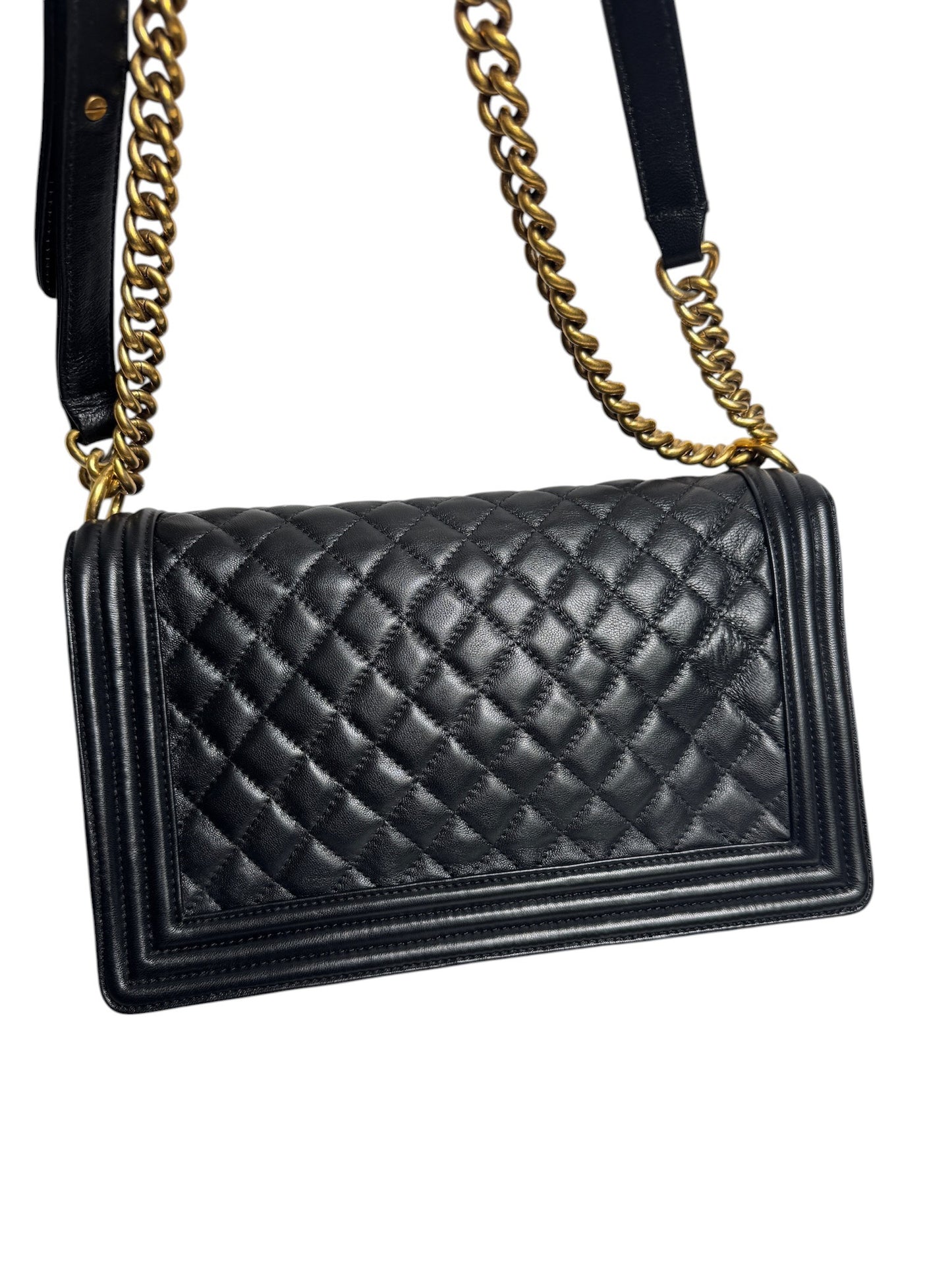 chanel boy medium black ghw