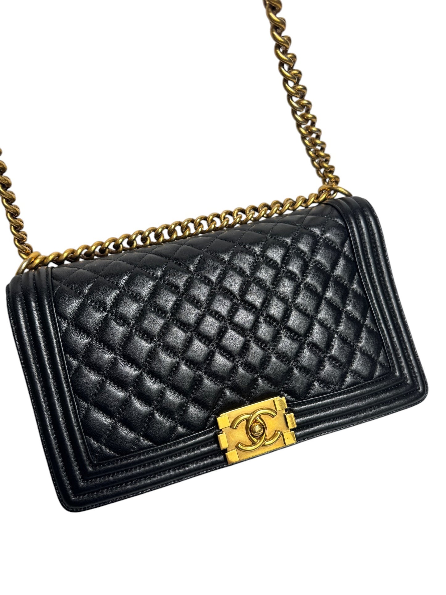 chanel boy medium black ghw