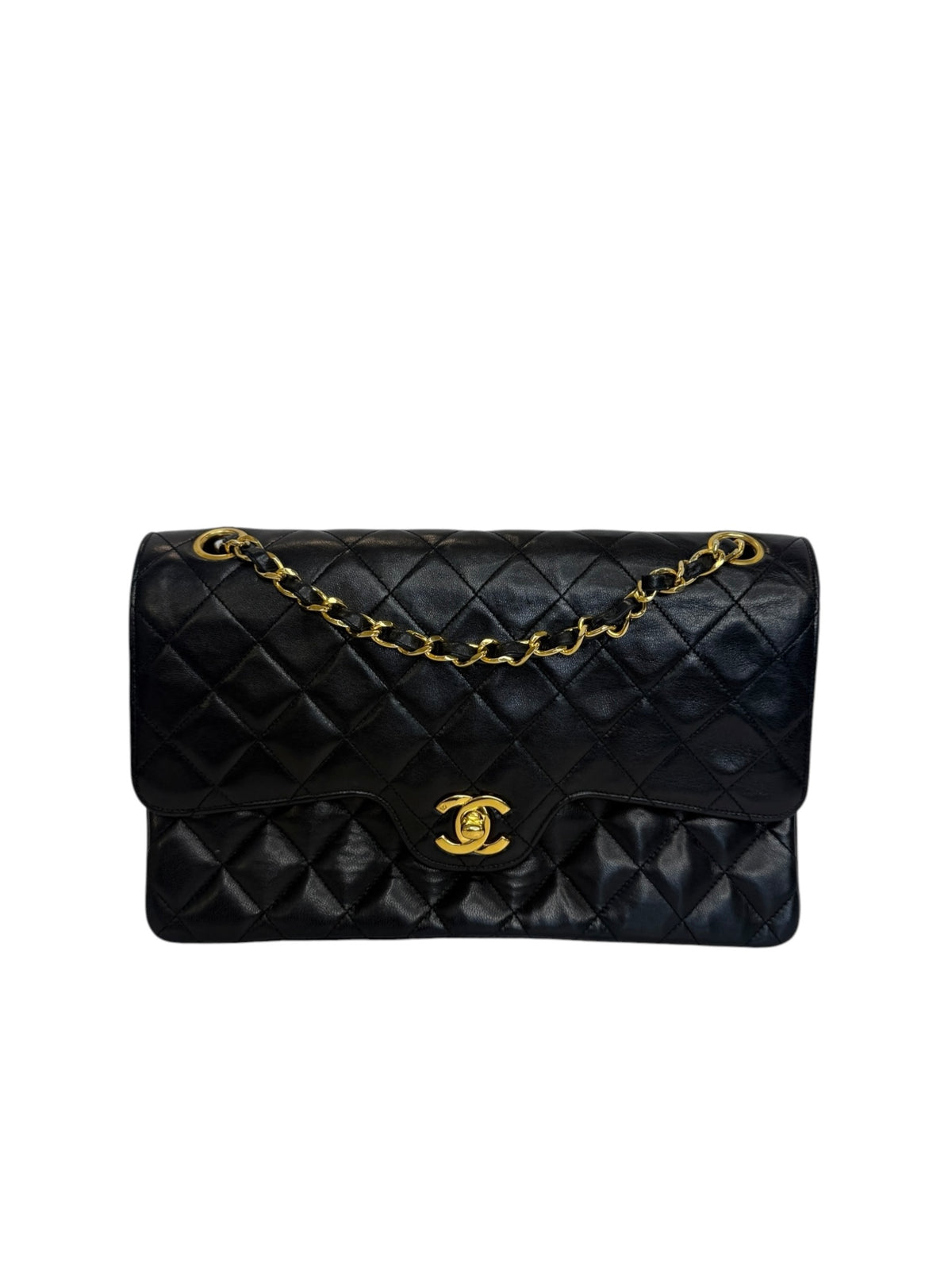 Chanel Black Quilted Lambskin Vintage Double Flap T1086