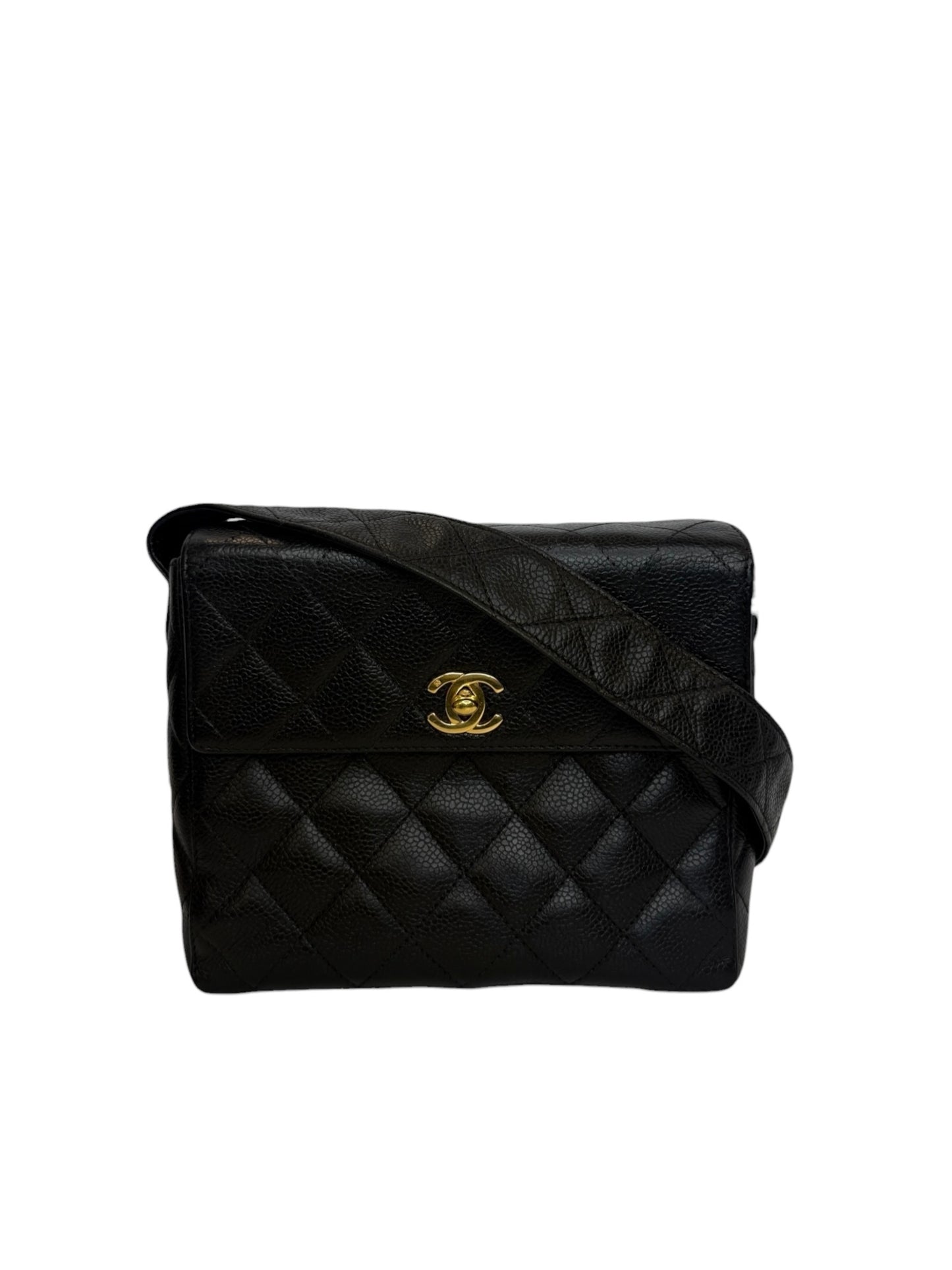 Chanel Black Caviar Vintage Flap Crossbody T8255