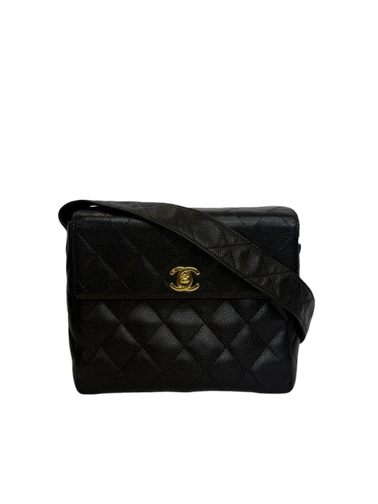 Chanel Black Caviar Vintage Flap Crossbody T8255