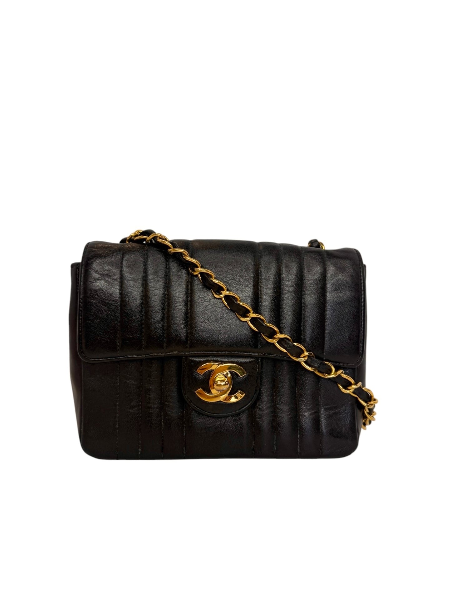 Chanel Vintage Brown Square Mini Vertical Stitching T1105