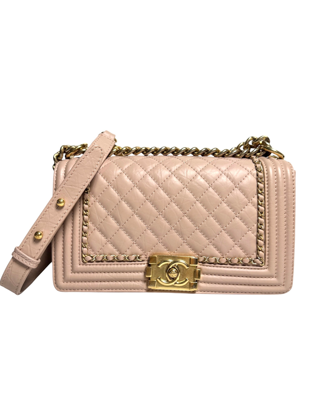 Chanel Pale Pink Chain Around Boy Medium T9005