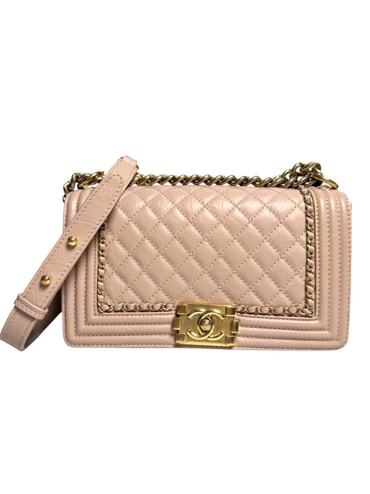 Chanel Pale Pink Chain Around Boy Medium T9005