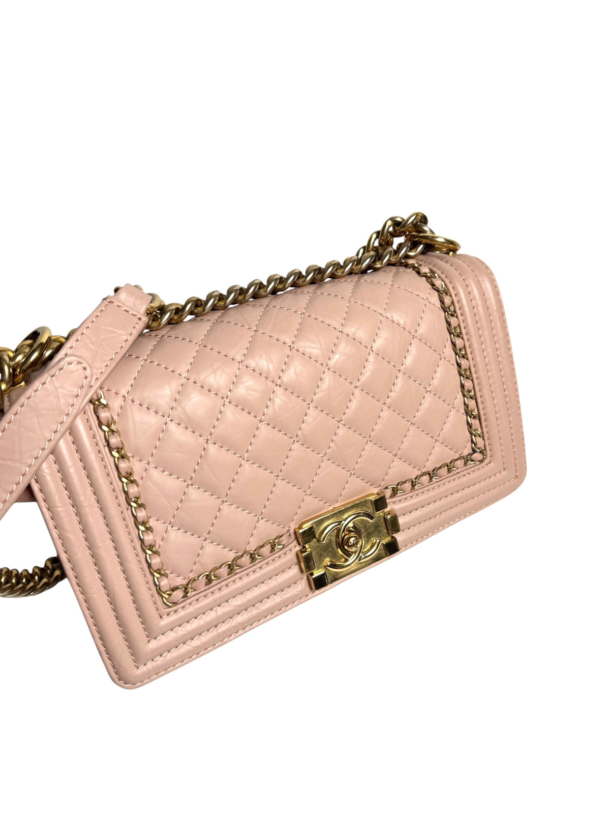 Chanel Pale Pink Chain Around Boy Medium T9005