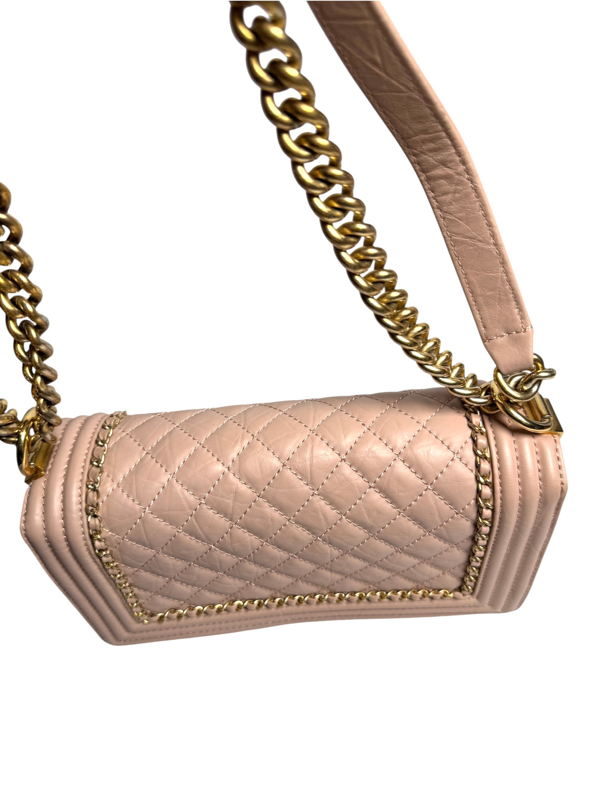 Chanel Pale Pink Chain Around Boy Medium T9005