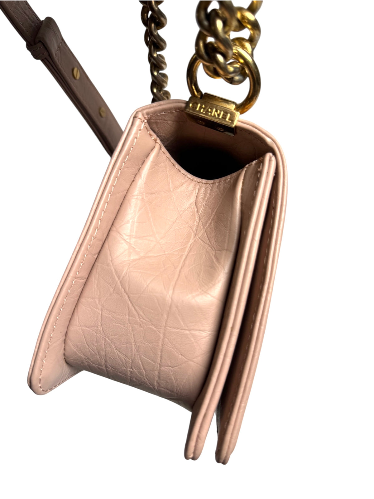 Chanel Pale Pink Chain Around Boy Medium T9005