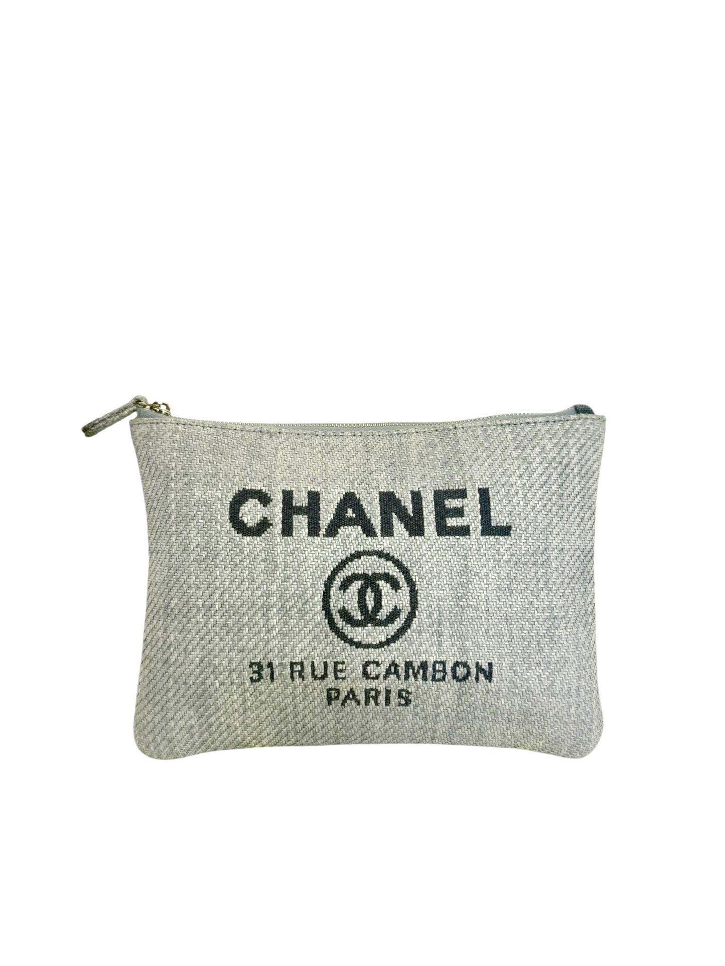 Chanel Blue Raffia Deauville O-Case Clutch T1116
