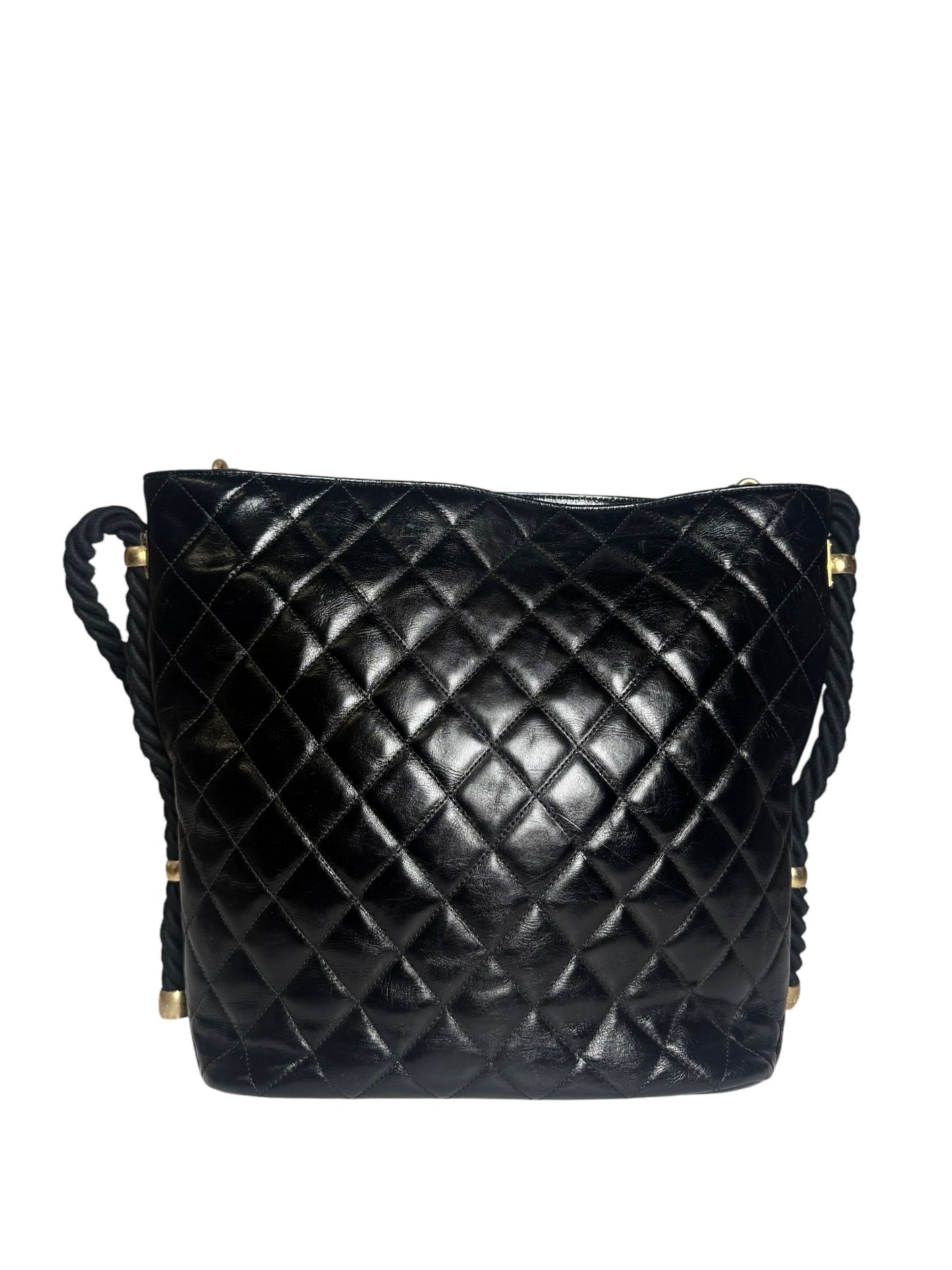 Chanel Black Crumpled Calfskin En Vogue Rope Tote T1123
