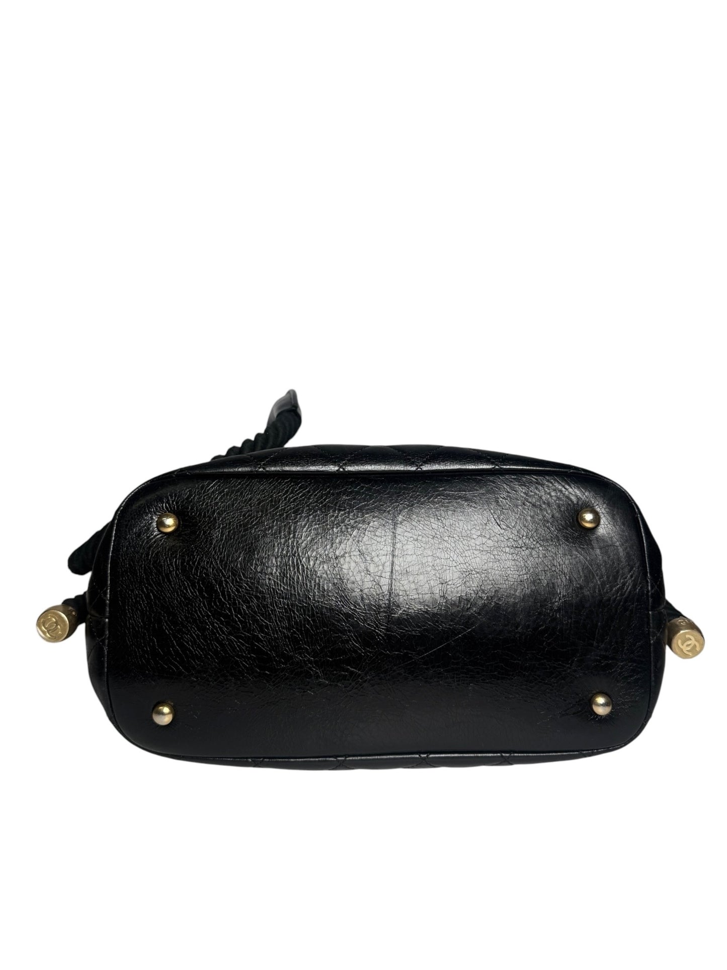 Chanel Black Crumpled Calfskin En Vogue Rope Tote T1123