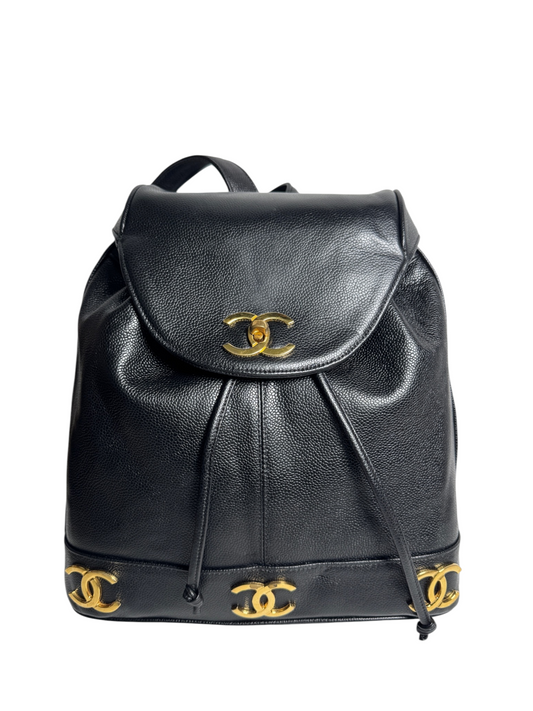 Chanel Black Caviar Vintage Backpack T9014