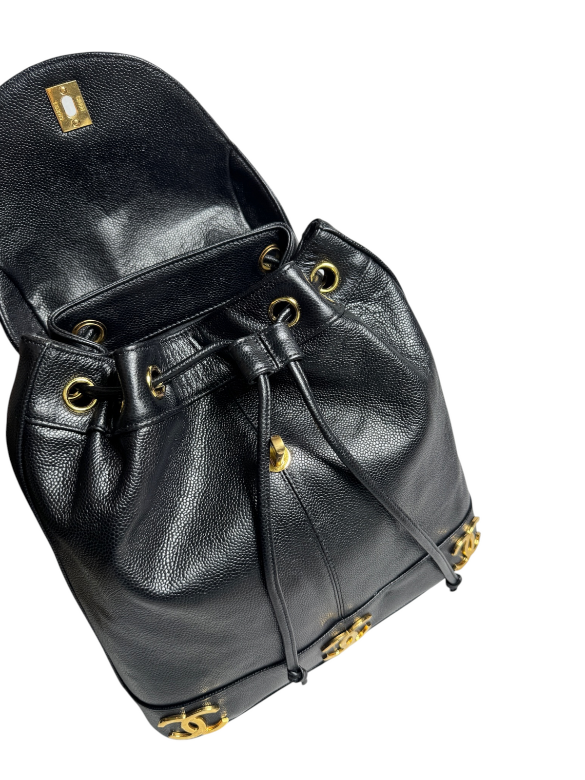 Chanel Black Caviar Vintage Backpack T9014