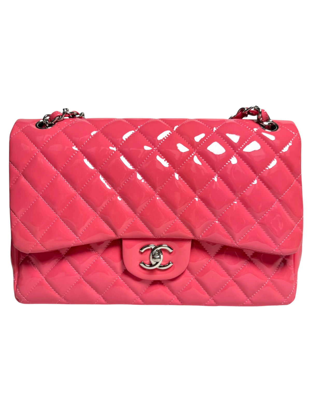 Chanel Patent Pink Jumbo CF T9015