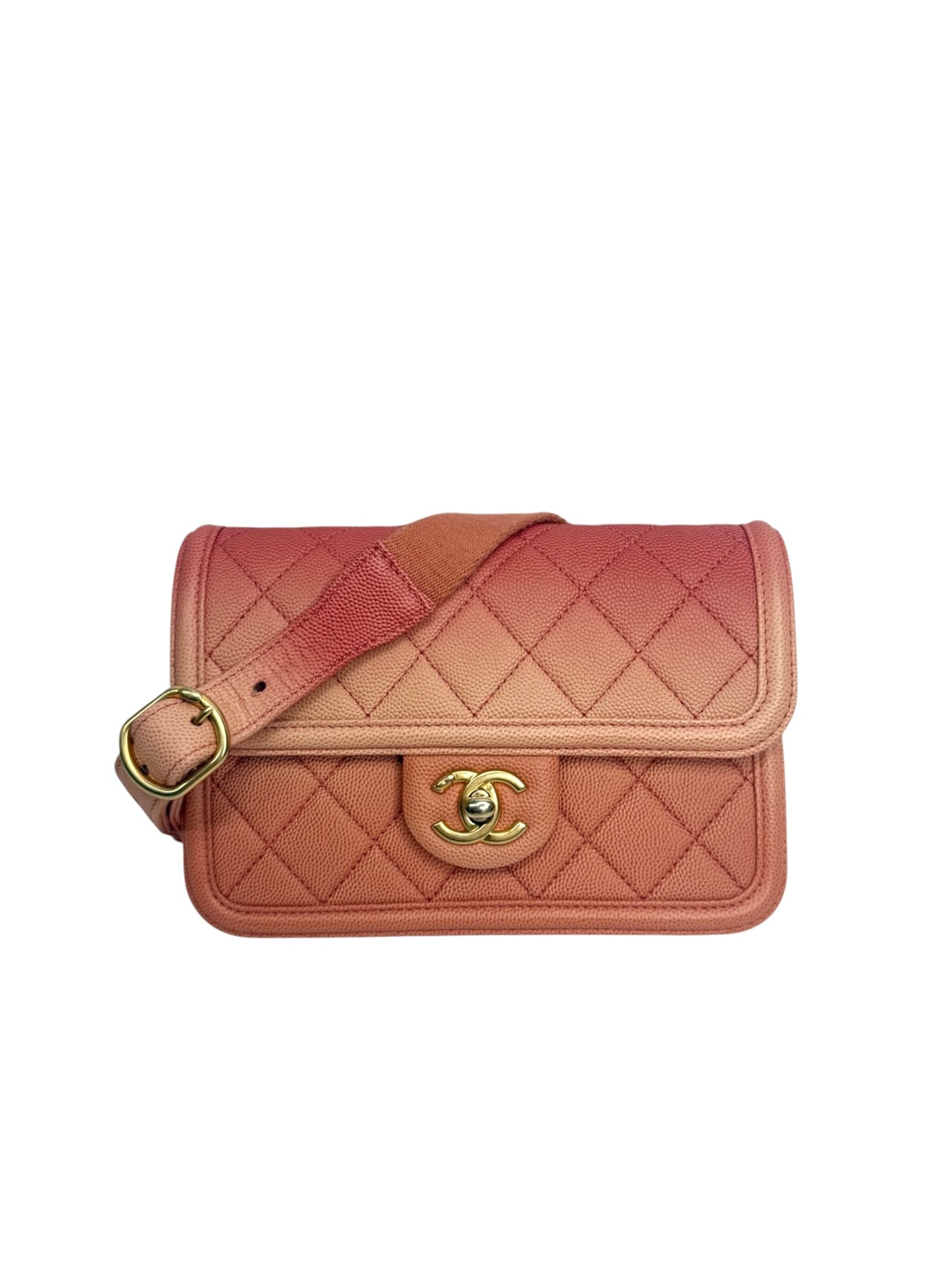 Chanel Quilted Caviar Sunset On The Sea Flap Belt Bag T8639
