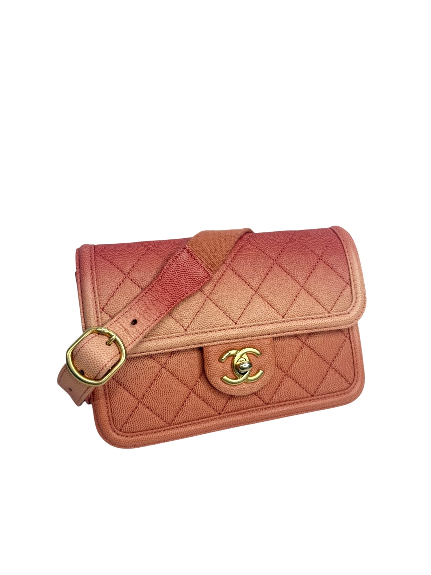 Chanel Quilted Caviar Sunset On The Sea Flap Belt Bag T8639