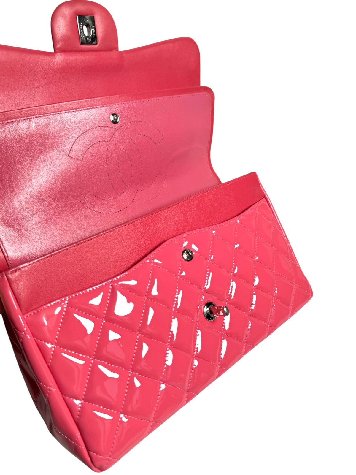 Chanel Patent Pink Jumbo CF T9015