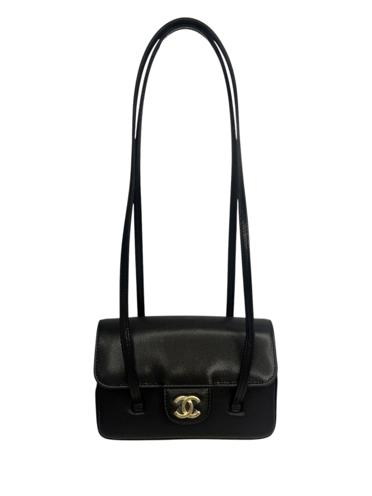 Chanel Shiny Black Caviar Mini Preppy Coco Shoulder T8725