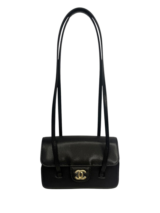 Chanel Shiny Black Caviar Mini Preppy Coco Shoulder T8725