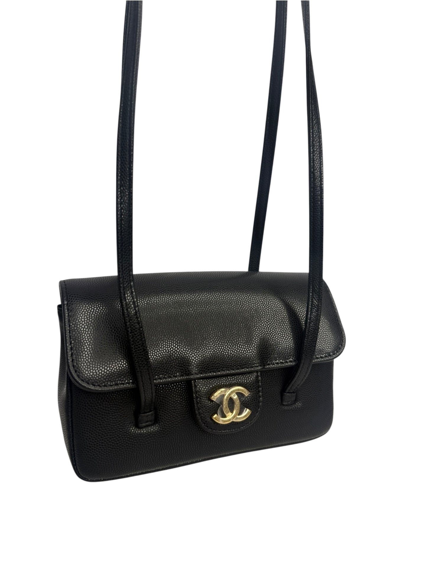 Chanel Shiny Black Caviar Mini Preppy Coco Shoulder T8725