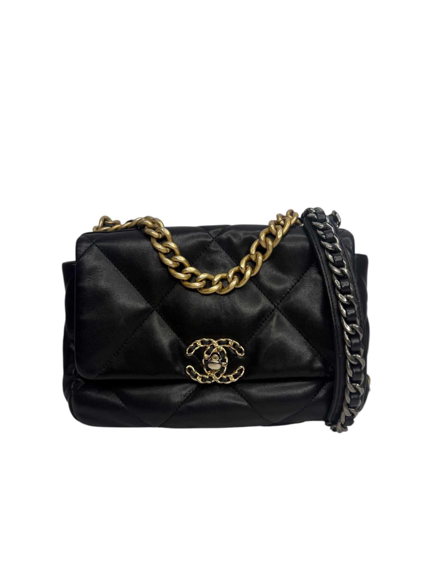 Chanel 19 Black Lambskin Medium Flap T8634