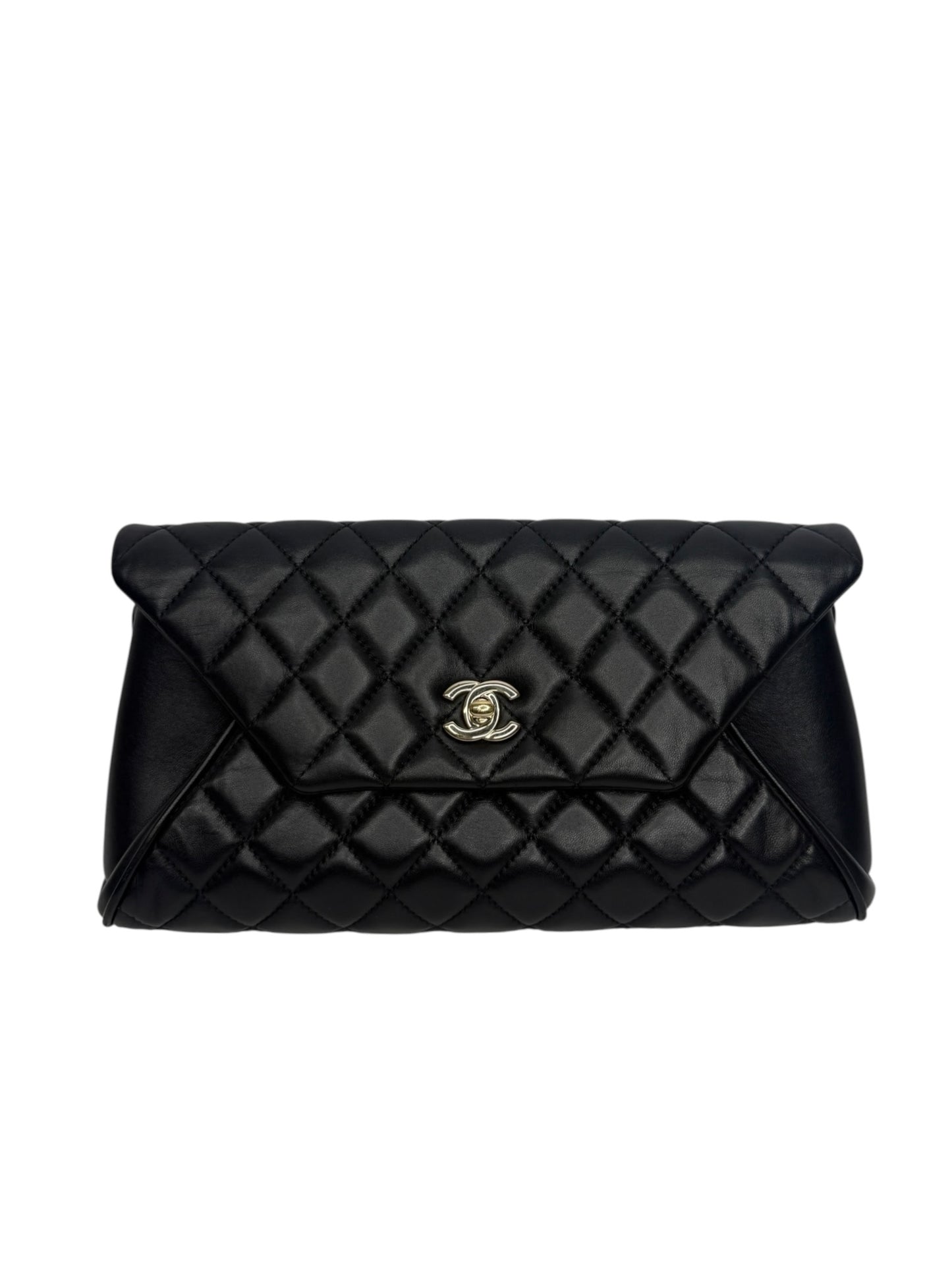 Chanel Black Lambskin Fold Up Again Clutch T8644