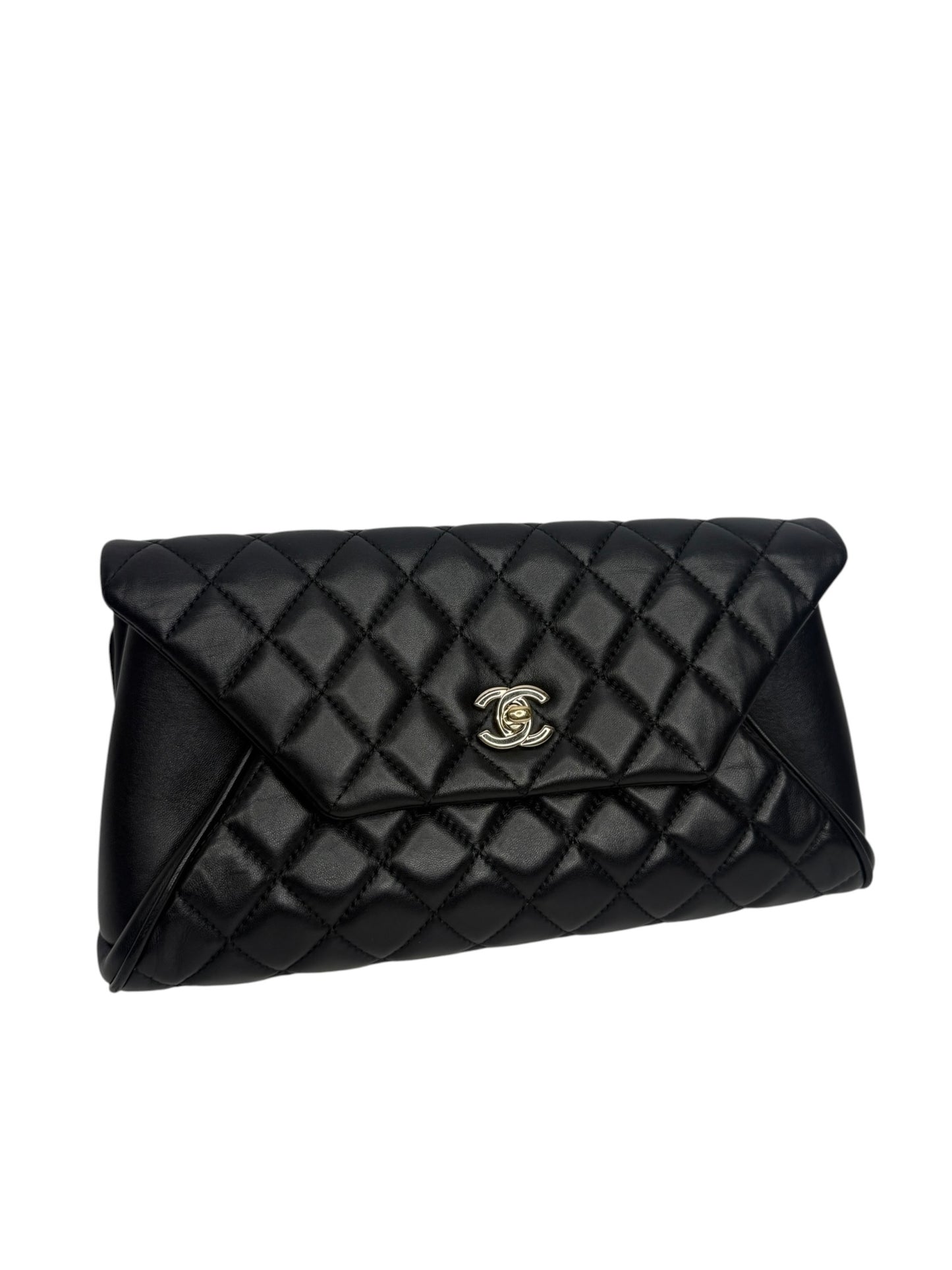 Chanel Black Lambskin Fold Up Again Clutch T8644