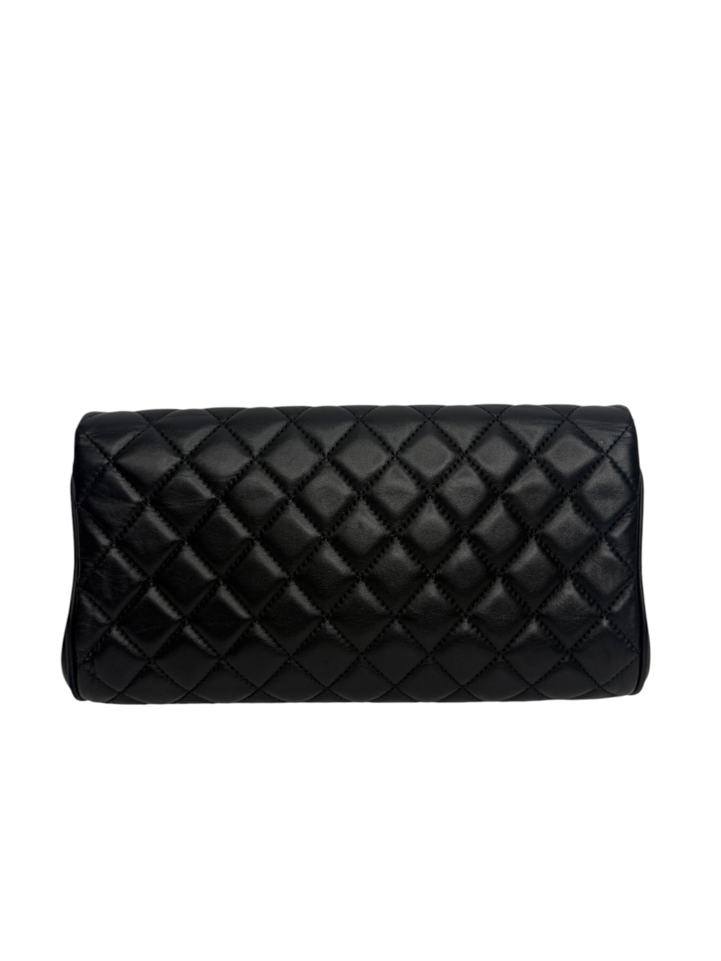 Chanel Black Lambskin Fold Up Again Clutch T8644