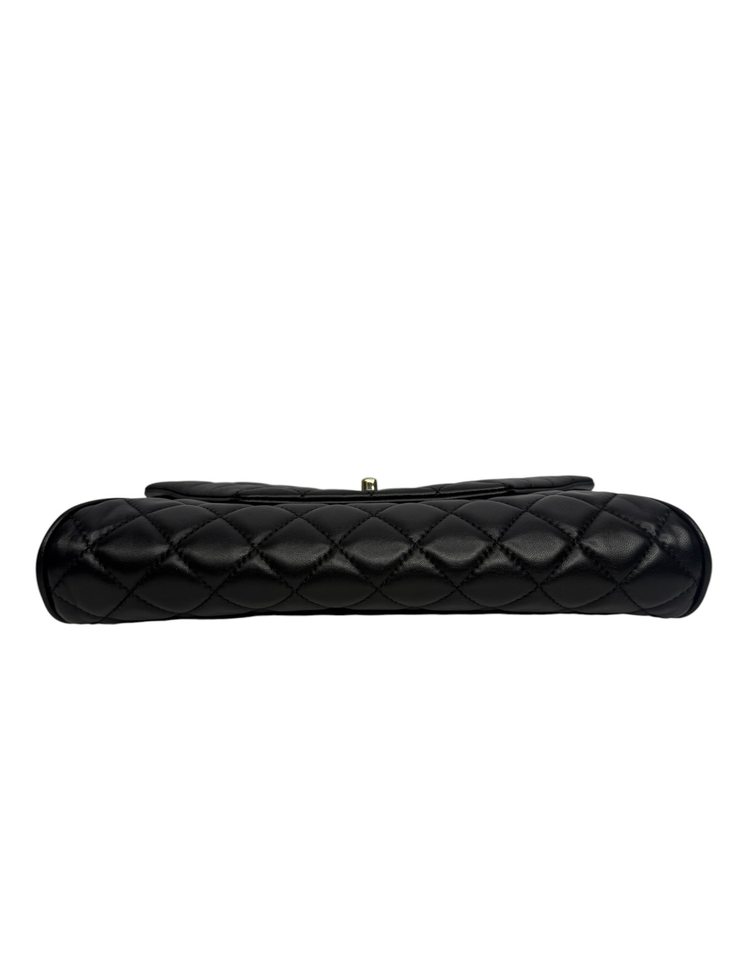 Chanel Black Lambskin Fold Up Again Clutch T8644