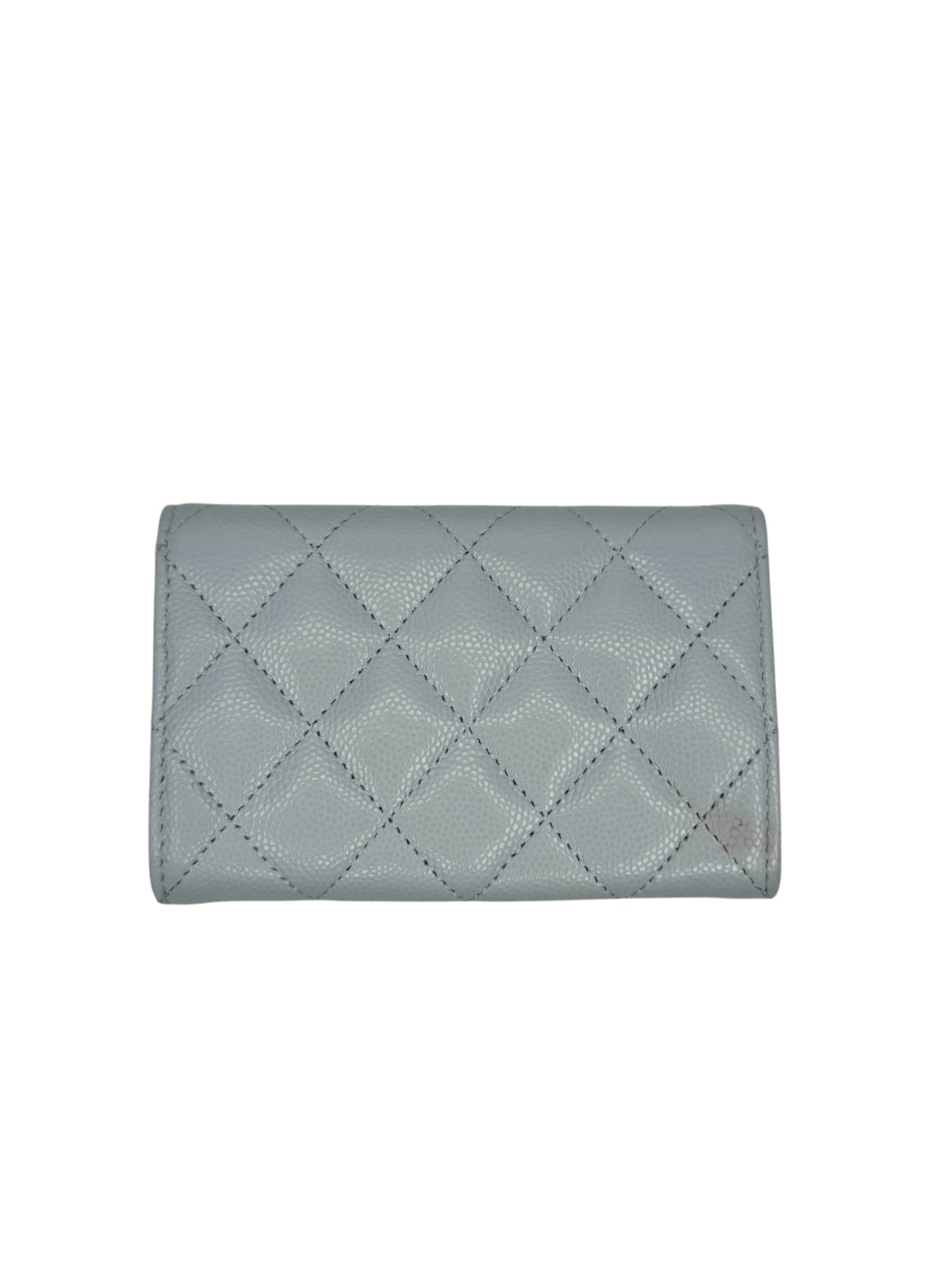 Chanel Light Blue Caviar Sparkle CC Flap Card Holder T8739