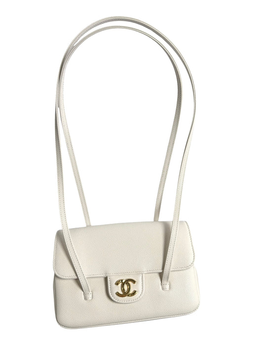 Chanel White Caviar Mini Preppy Coco Shoulder