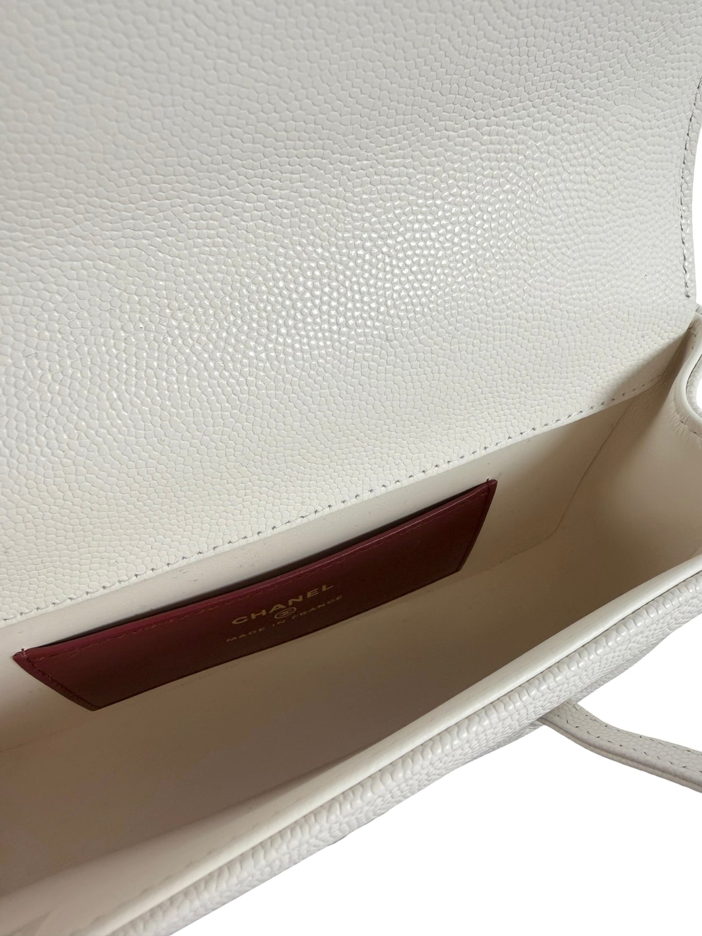 Chanel White Caviar Mini Preppy Coco Shoulder