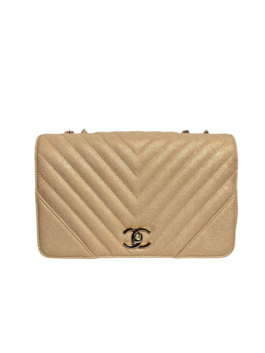 Chanel Metallic Chevron Medium Flap