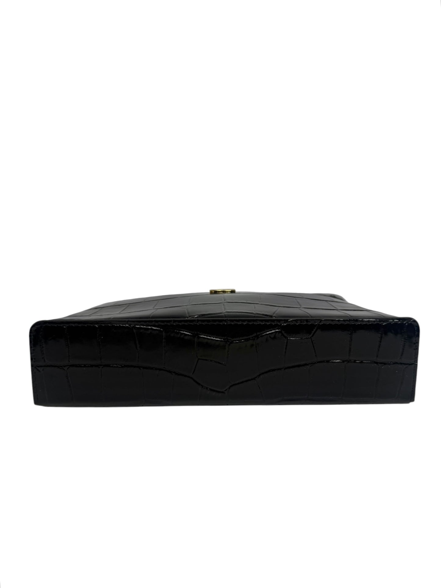 Chanel Black Croc Embossed Large Slim Vanity T8710