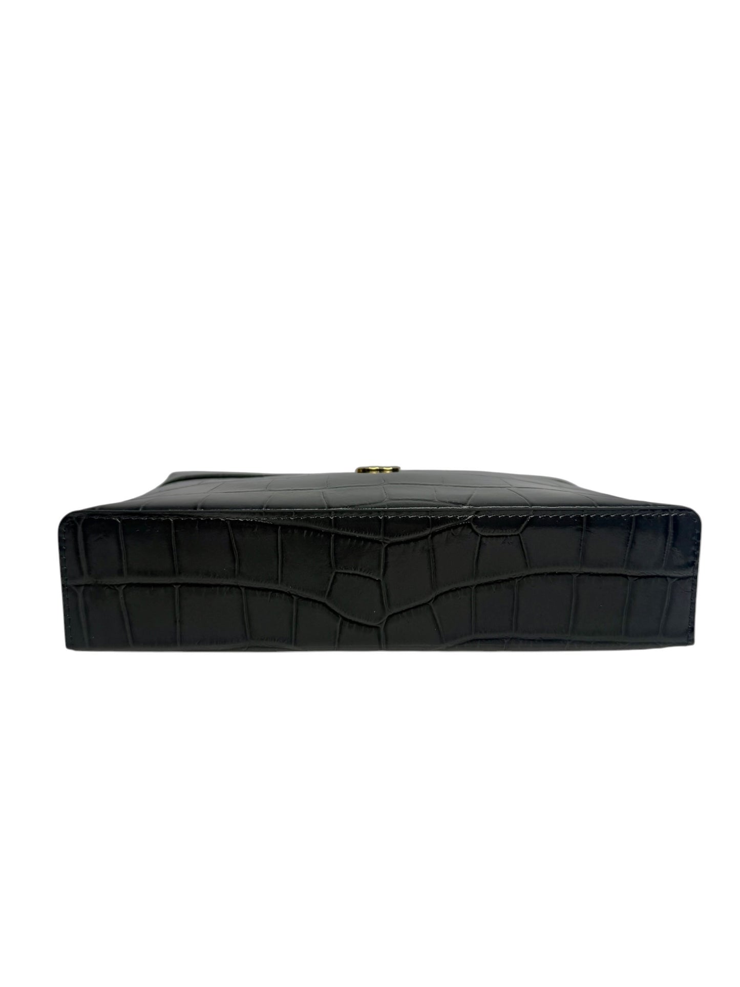 Chanel Dark Grey Croc Embossed Large Slim Vanity T8711