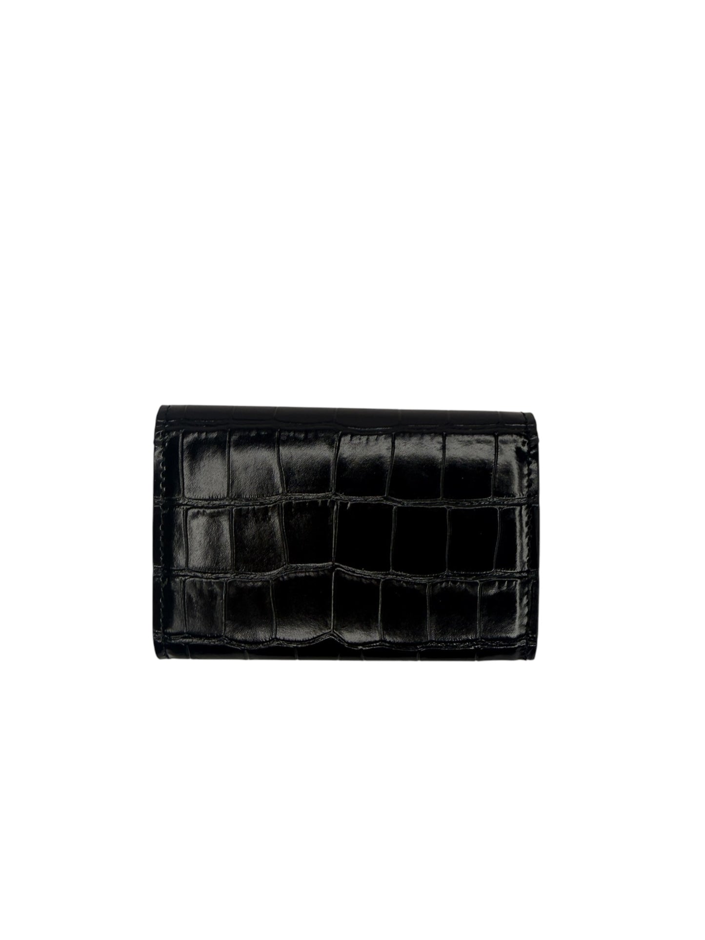 Chanel Black Croc Embossed Flap Card Holder T8712