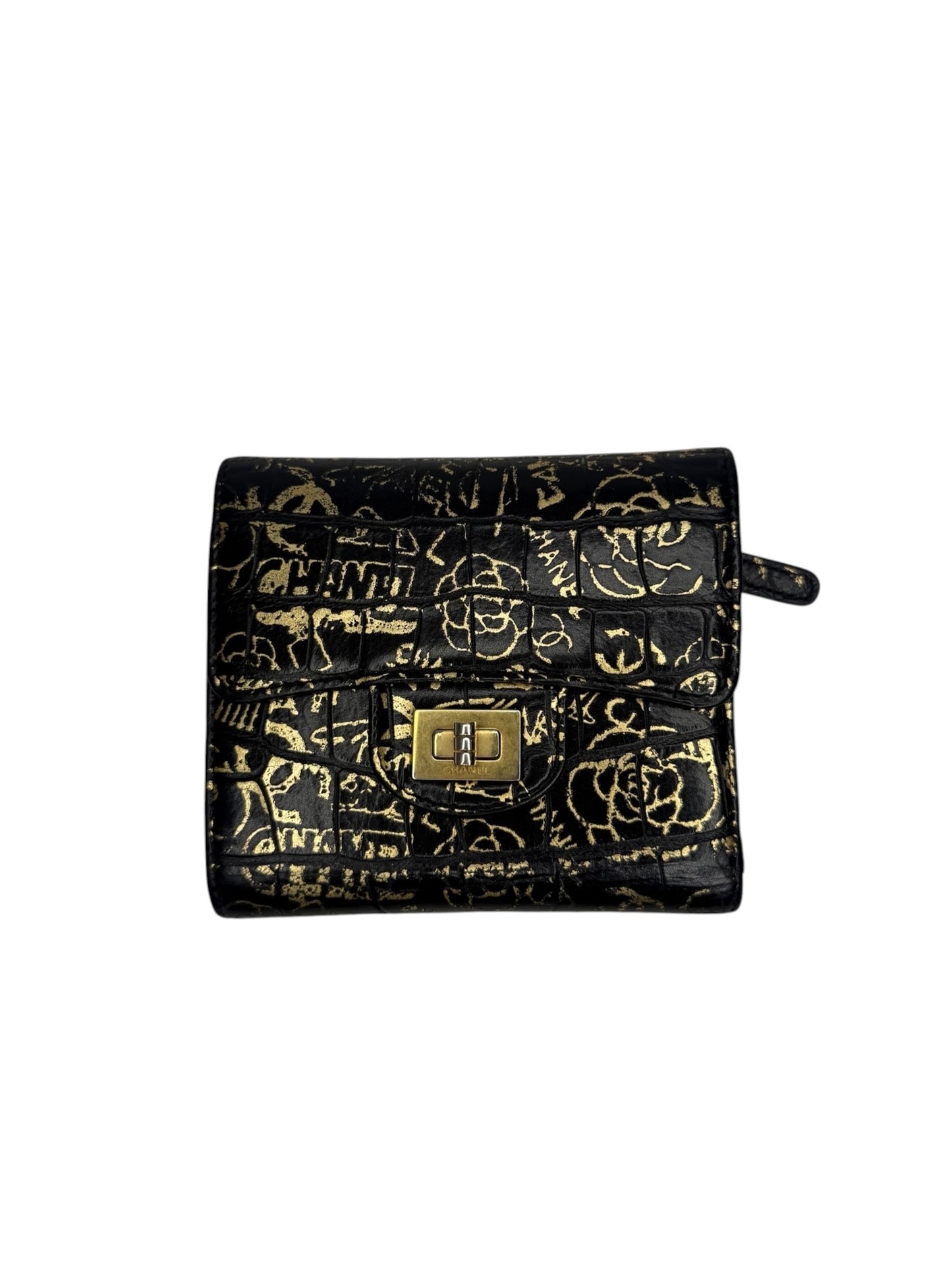 Chanel Crocodile Embossed Graffiti Reissue Compact Wallet T8671