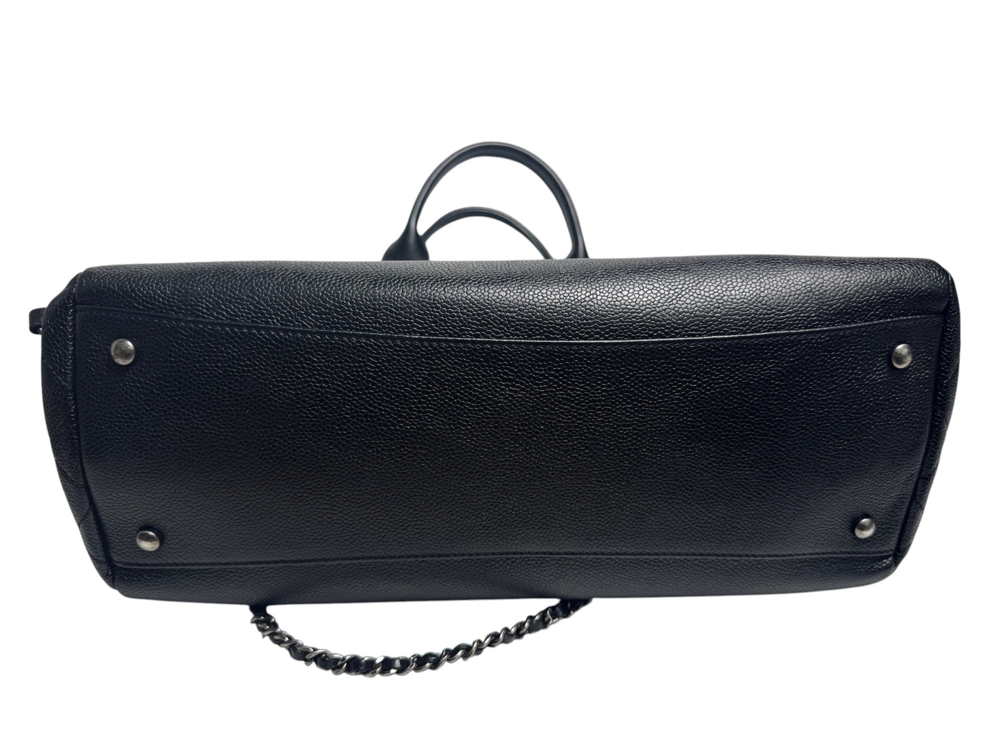 Chanel Tweed Flap Black Caviar Tote Bag