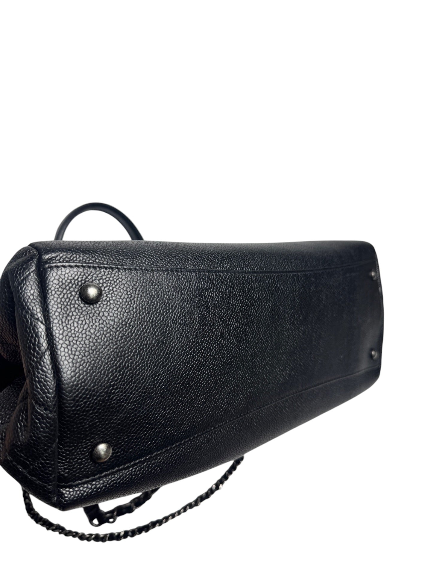 Chanel Tweed Flap Black Caviar Tote Bag