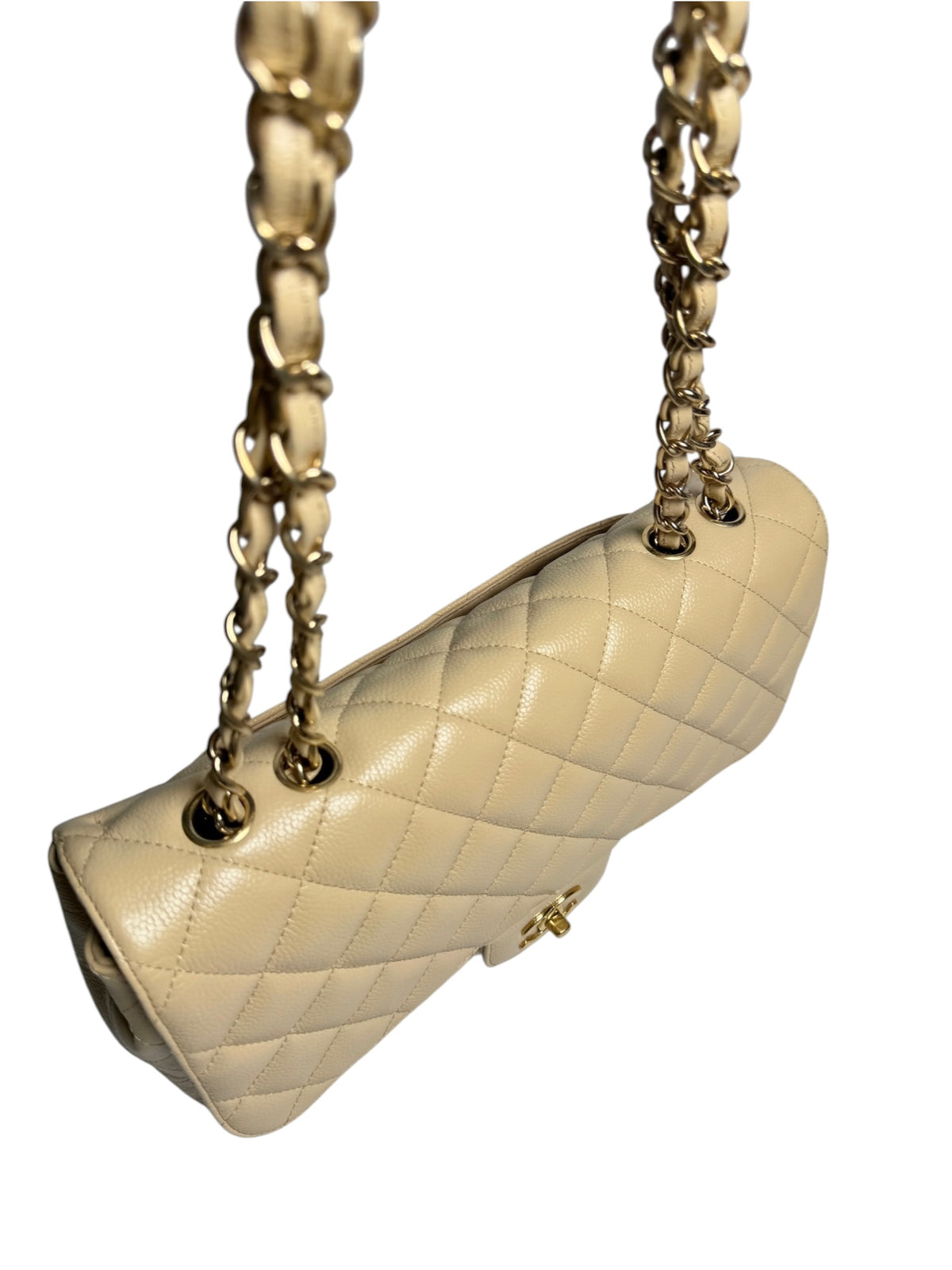 Chanel Beige Caviar Jumbo Single Flap T9113