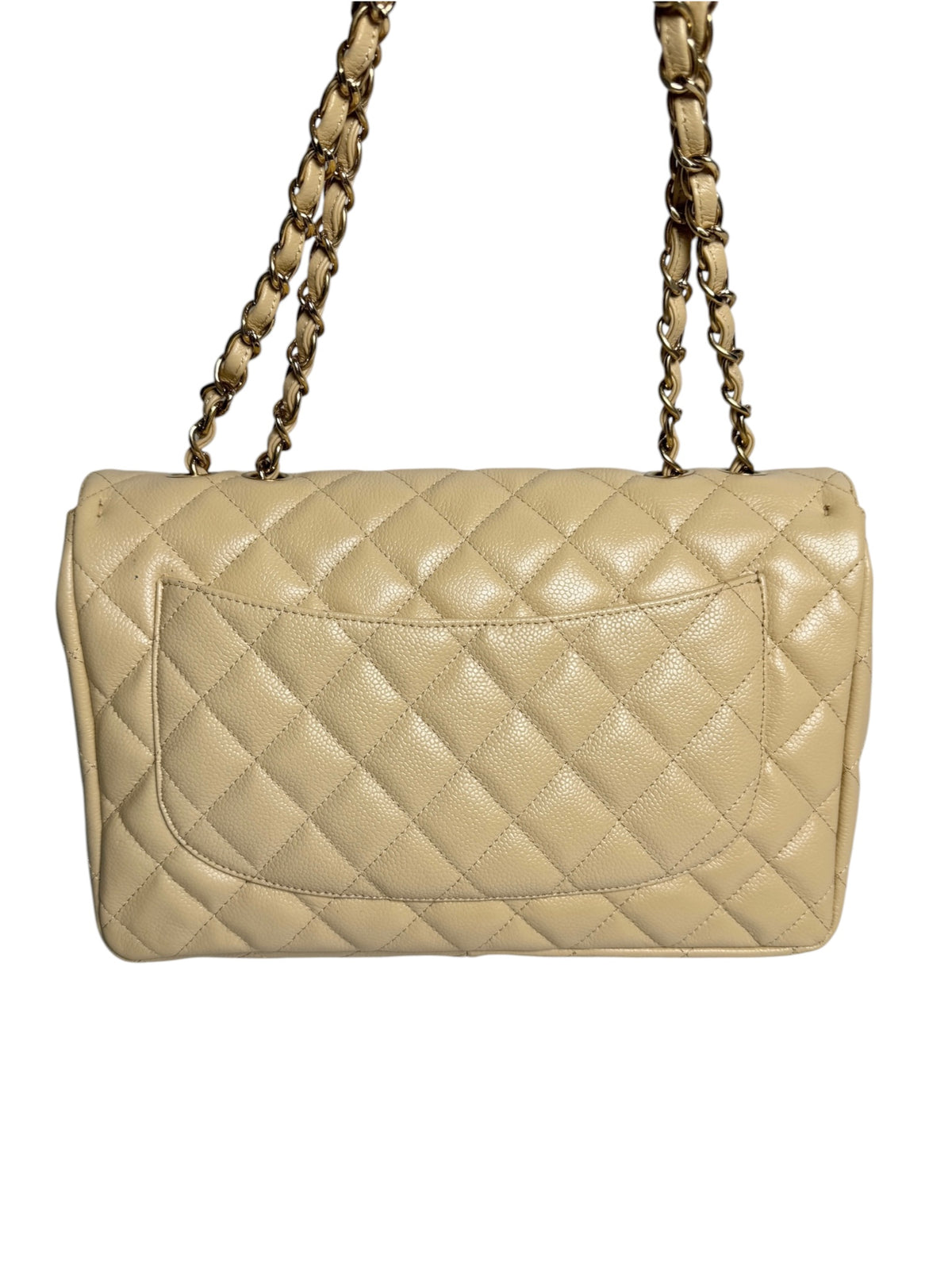 Chanel Beige Caviar Jumbo Single Flap T9113