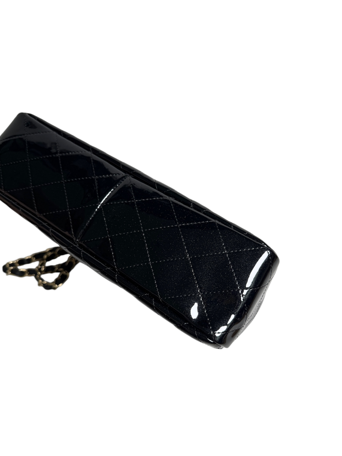 Chanel Black Sparkle Patent Jumbo Single Flap T9114